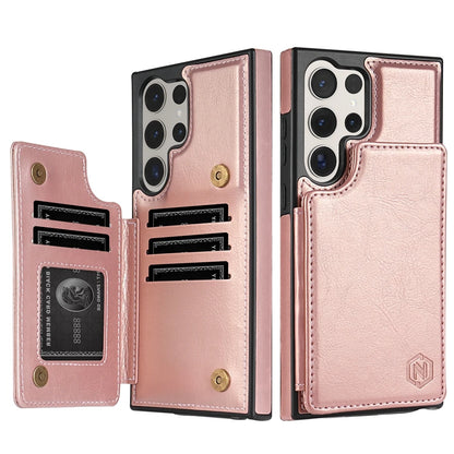 Wallet Magnetic Double Buckle RFID Blocking Card Slot Leather Case For Samsung Galaxy S25 Ultra S24 FE S23 Plus S22 S21 S20 FE
