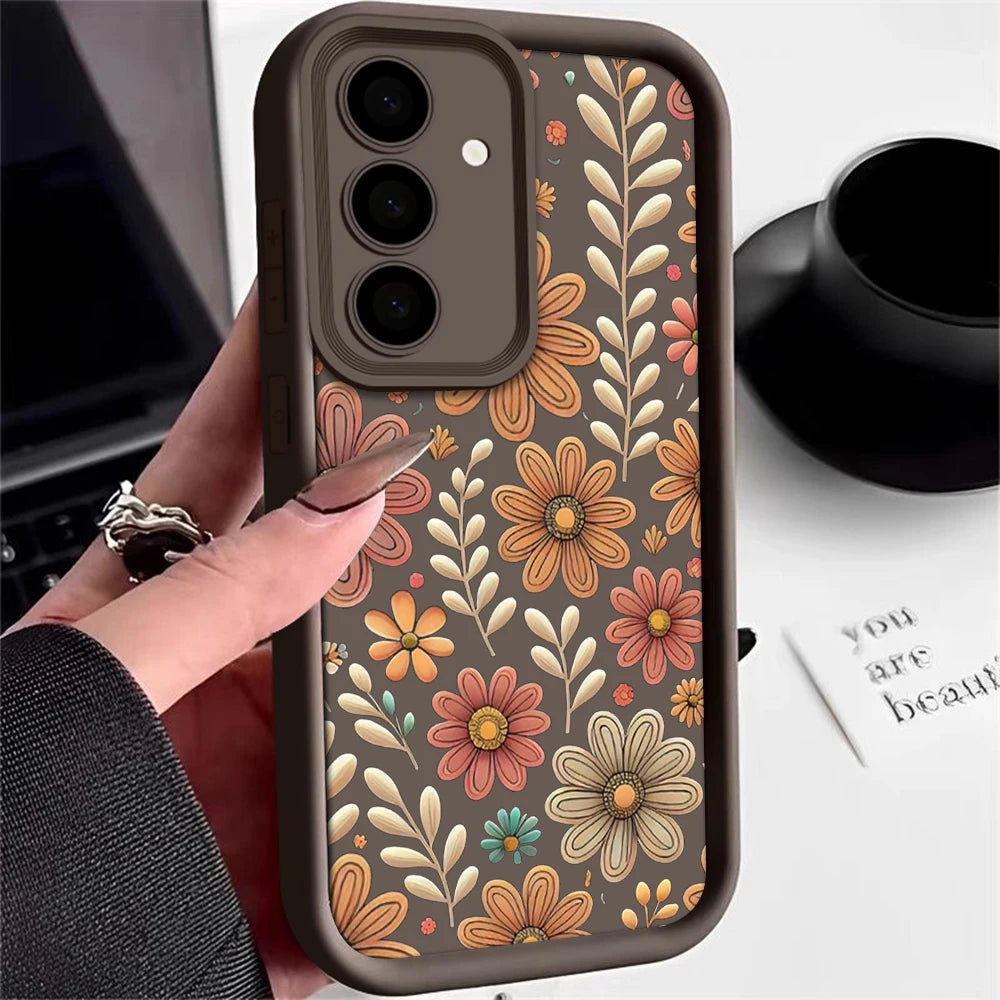 Petal Leaf Diagram Silicone Phone Case For Samsung Galaxy S23 S22 S21 S25 S24 S20 Ultra FE A35 A15 A25 A55 Note 20 Plus 5G Cover