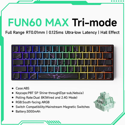 MONSGEEK FUN60 PRO&MAX HE Machanical Keyboard Magnetic Switch 60% Wireless Gaming Keyboard Rapid Trigger 8K ARGB Custom Keyboard