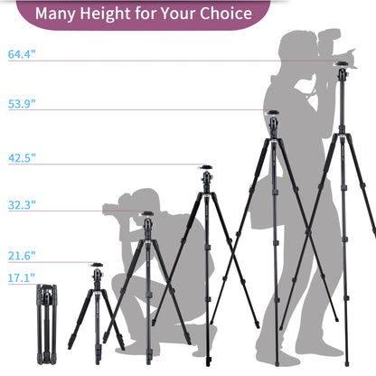 Photography tripod for digital SLR cameras, compatible with macro photography, portable travel tripod with inverted center post