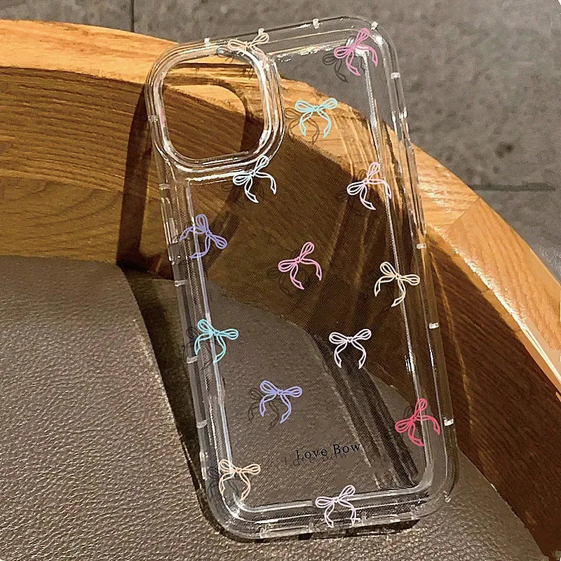 Colorful Bow Print Clear Case for Samsung Galaxy S25 S24 S23 S22 Ultra Plus S21 FE A55 A35 A15 A34 A54 5G Shockproof Phone Cover