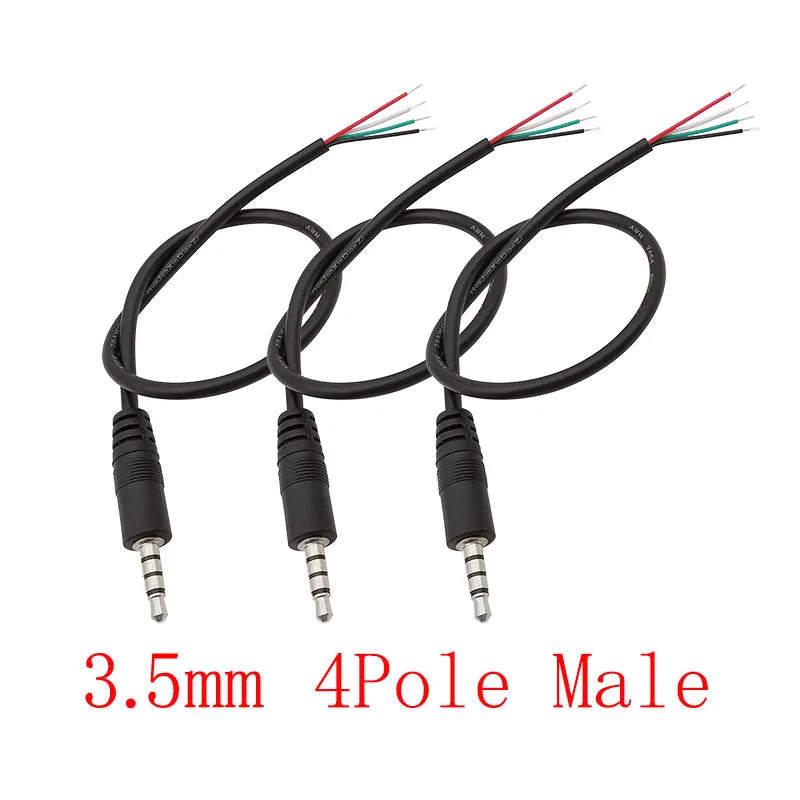 3Pcs 2.5mm/3.5mm Male Female 2/3/4Pole Mono/Stereo Aux Plug Jack Connector To Bare Wire End For DIY Audio Headphone Cable Repair