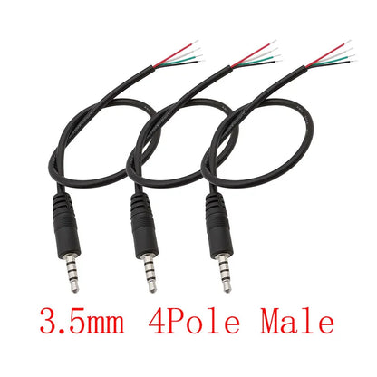 3Pcs 2.5mm/3.5mm Male Female 2/3/4Pole Mono/Stereo Aux Plug Jack Connector To Bare Wire End For DIY Audio Headphone Cable Repair