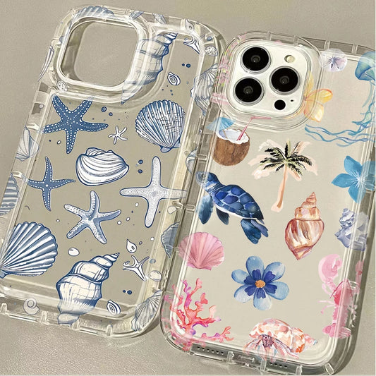 Blue Ocean Animals Phone Case For iPhone 16 15 14 Pro 13 12 11 Max Plus 7 8 Plus XR X XS SE 2020 Shockproof Soft Silicone Cover