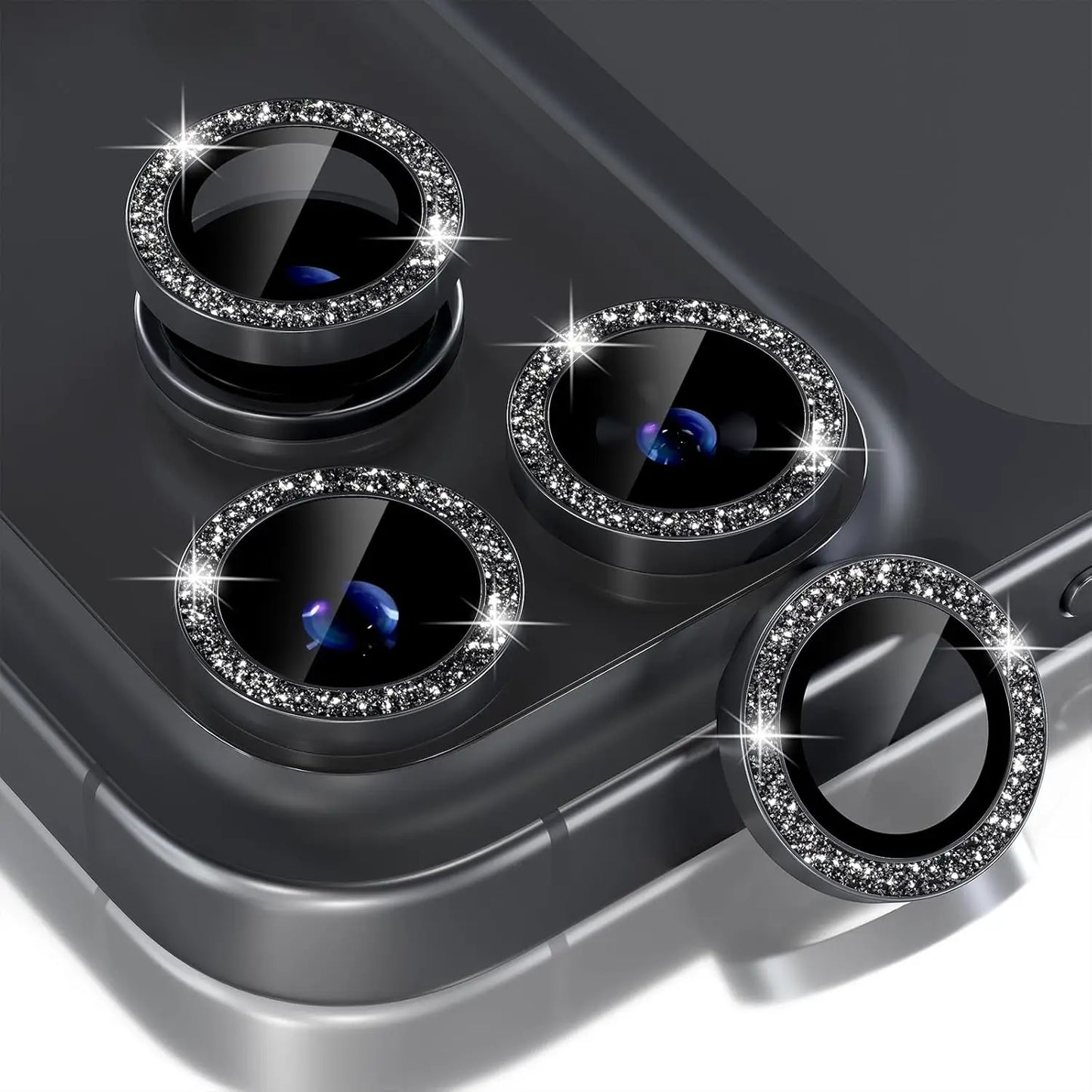 Bling Glitter Diamond Metal Frame Camera Protector For IPhone 18 Pro Max 17 Pro 17 Alloy Lens Tempered Glass Film Ring Cover Cap