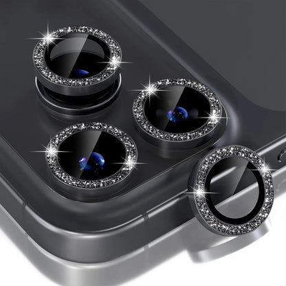 Bling Glitter Diamond Metal Frame Camera Protector For IPhone 18 Pro Max 17 Pro 17 Alloy Lens Tempered Glass Film Ring Cover Cap