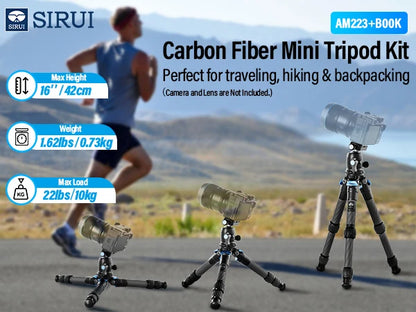 SIRUI Portable Mini Tripod Kit With Center Column/Video Head Compact Tabletop Tripods For Camera/Photo/Phone AM-223 Series