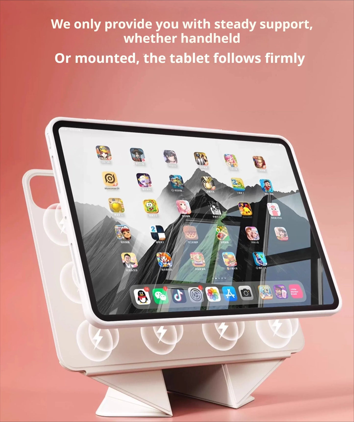 ZOYU for iPad 10/11th Increase Height Bracket Case, Magnetic Transparent Removable Cover iPad Pro 11 12.9 13 Air 4/5th mini 6/7