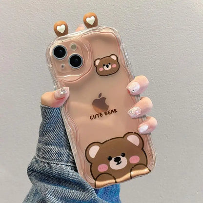 3D Cat Ears Frog Eyes Cute Shy Animal Case for Samsung Galaxy S25 Plus S23 S24 Ultra FE A56 A16 A36 A55 A35 A54 A53 A15 A26 5G