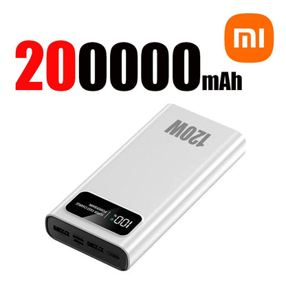 Xiaomi 120W Super Fast Charging 200000mAh High Capacity Power Bank Battery Digital Display Power Bank For Iphone Samsung Huawei