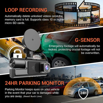 3 Cameras Car DVR Wifi 1920P Inside Vehicle Dash Cam Three Way Camera DVRs Recorder Video Registrator Mini Dashcam Camcorder