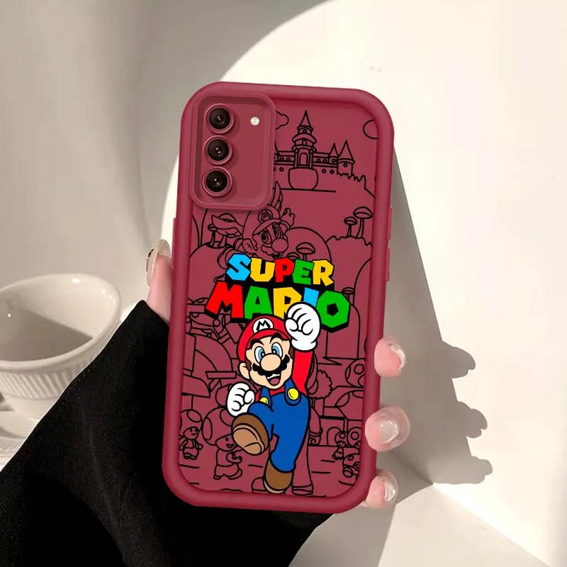 Anime M-Marios Cartoon Phone Case For Samsung Galaxy S25 S24 S23 S22 S21 S20 Ultra Plus FE 5G Eye Ladder Soft TPU Cover