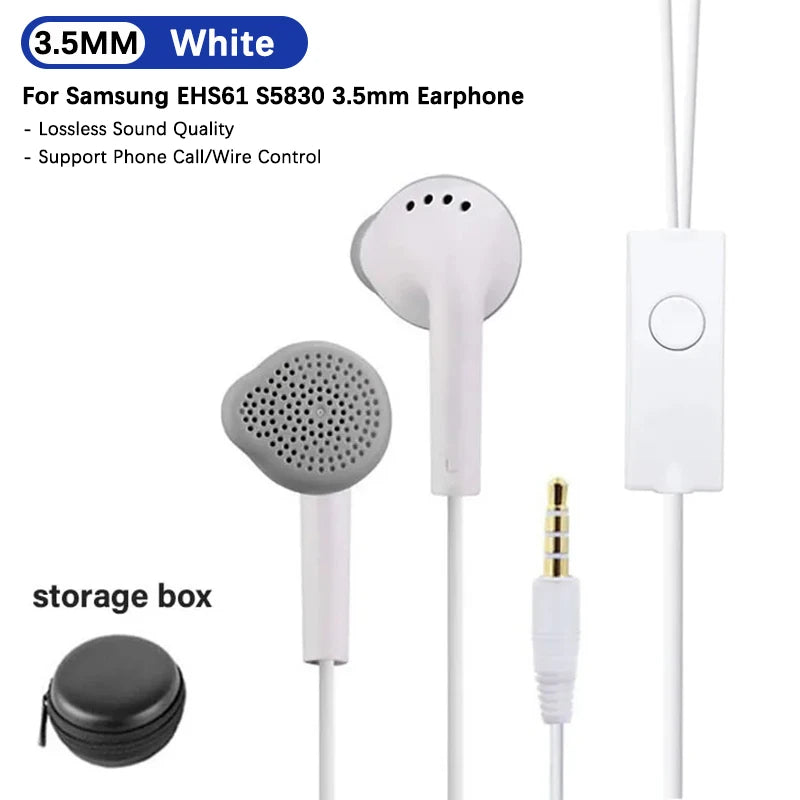 For Samsung Earphone EHS61 S5830 3.5mm Wired Headset With Mic For Galaxy A15 A14 A06 A05 A25 A34 A13 A12 M15 M34 M14 S9 S10 Plus