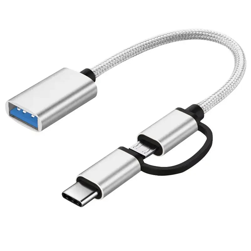 2-in-1 Micro USB USB C to USB3.0 OTG Cable Adapter New Condition Type C Male USB Female Converter MacBook Pro Charging Function
