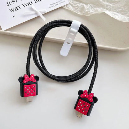 New Cartoon Charger Cable Protector for IPhone 15 14 13 12 18W 20W Charger Protection Cover Stitch Data Line Winder Protective