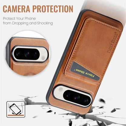EUCAGR 2 In 1 Magnetic PU Leather Phone Case for Google Pixel 10A 9 9Pro XL 8A 8Pro 8 7 7A 7Pro Wallet Cover Cards Holder Cover