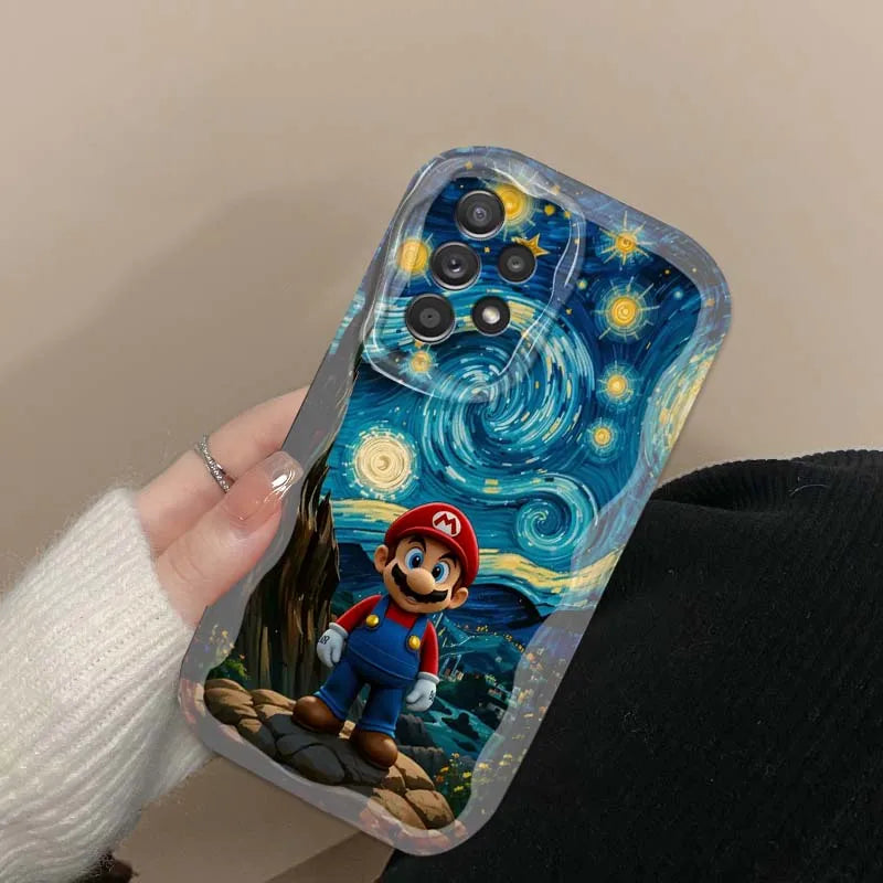 M-Marios Cartoon Popular Phone Case For Samsung A73 A72 A71 A56 A55 A54 A53 A52 A51 A32 A36 A26 A25 A13 A14 5G Wave Oil