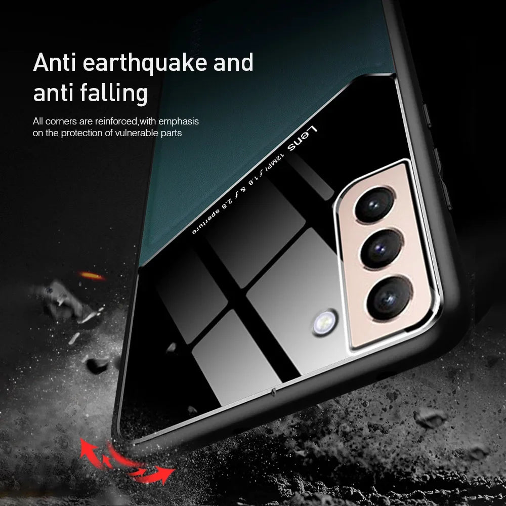 For Samsung Galaxy S25 S24 S23 Plus Cover TPU Leather Car Magnetic Holder Galaxy S22 S21 S20 Ultra FE S10 Plus Case Frame Coqu