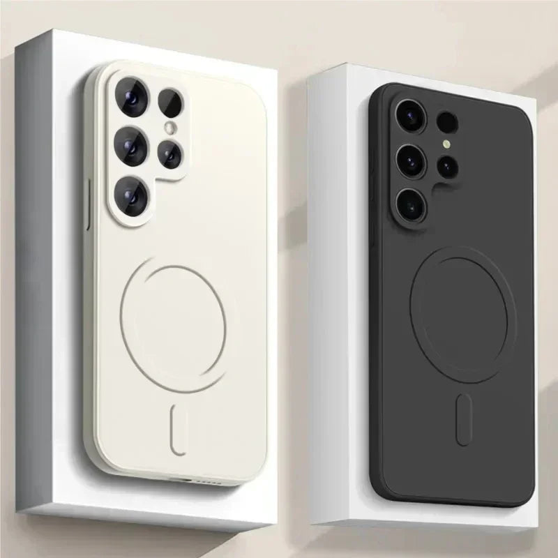 Original Liquid Silicone Magnetic Wireless Charge Case For Samsung Galaxy S25 S24 S23 S22 S21 Ultra For Magsafe Shockproof Cover