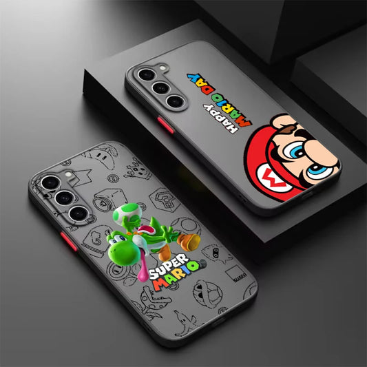 Anime Super M-Mario Cute Art Frosted Translucent For Samsung Note 20 A35 A03 A54 A31 A22 A34 A14 A24 A04 A55 5G Back Phone Case