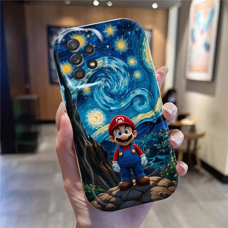 M-Marios Cartoon Popular Phone Case For Samsung A73 A72 A71 A56 A55 A54 A53 A52 A51 A32 A36 A26 A25 A13 A14 5G Wave Oil