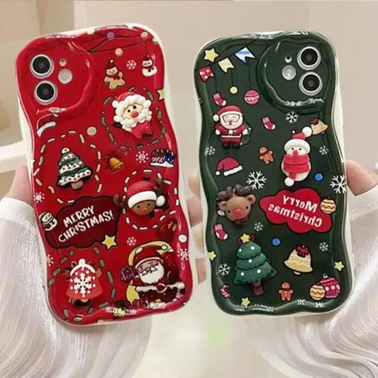 3D Santa Claus Elk Christmas Tree Case For Samsung Galaxy S25 Ultra S24 S23 S22 Plus s24fe A56 A36 A26 A07 A17 A55 A35 Cover