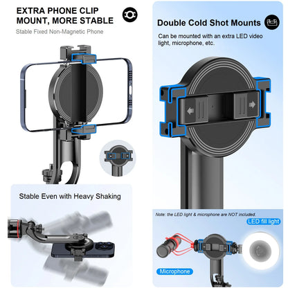 Magnetic Selfie Stick Tripod for iPhone, 51" Phone Tripod Stand Compatible with Magsafe Travel Tripod for iPhone Android Phones