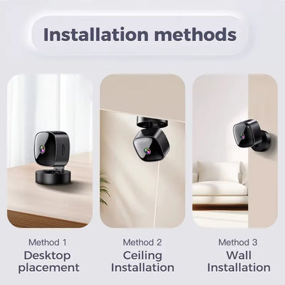 New Security Monitoring High Definition 4K 360° Rotating WiFi Mini Camera No Need for Plug in Night Vision Smart Home Monitoring