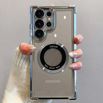 Luxury Magsafe Plating Case For Samsung Galaxy S25 Edge S24 Ultra S23 FE S22Plus S21 20 Shockproof Transparent Bumper Back Cover