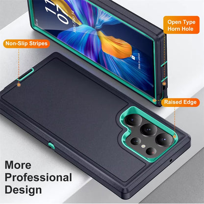 Military Armor Shockproof Phone Cases For Samsung S25 Ultra S24 Plus S23 FE S22 S21 S20 S24 Ultra Hard PC+TPU Bracket Back Cover