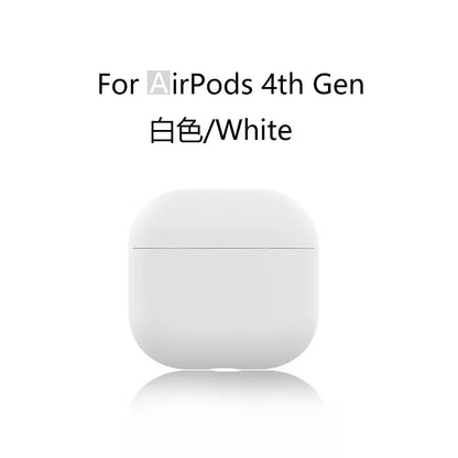 for 2024 AirPods 4 earbuds Solid color Earphone Protector cases with keychain liquid silicone soft for New AirPods 4 ANC Cases