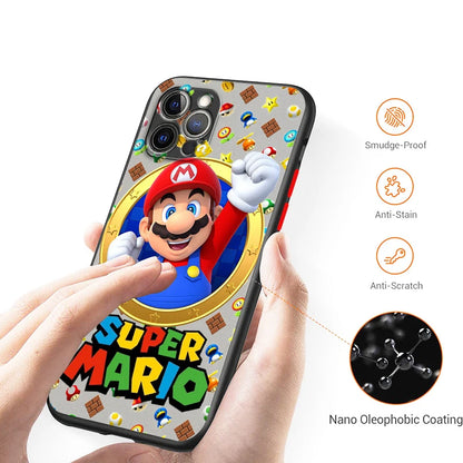 M-Marios Art Popular Cartoon Frosted Translucent For Apple iPhone 16 15 14 13 12 11 XS XR X Pro Max Plus Mini Cover Phone Case