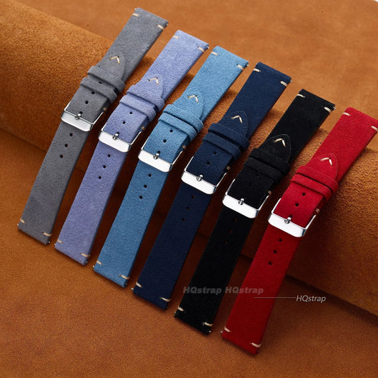 Suede Genuine Leather Watch Strap 16mm 18mm 20mm 22mm for Seiko Quick Release Vintage Handmade Band High Quality Watchband