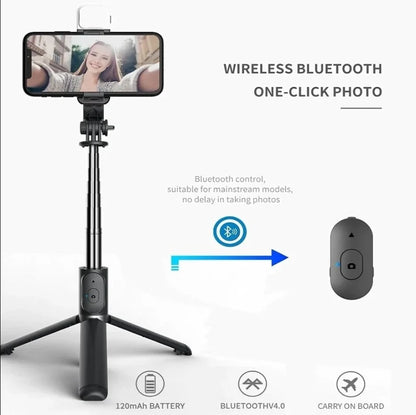 Extendable Selfie Stick Tripod Phone Tripod with,Group Selfies/Live Streaming/Video Recording Compatible with All Cellphones