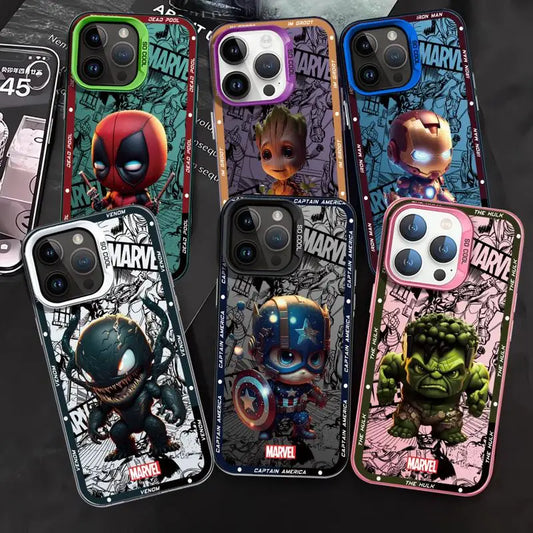 Marvel Ironman Deadpool Phone Case for Apple iPhone 16 15 Pro Max 13 14 Plus 12 11 Pro plus  Matte