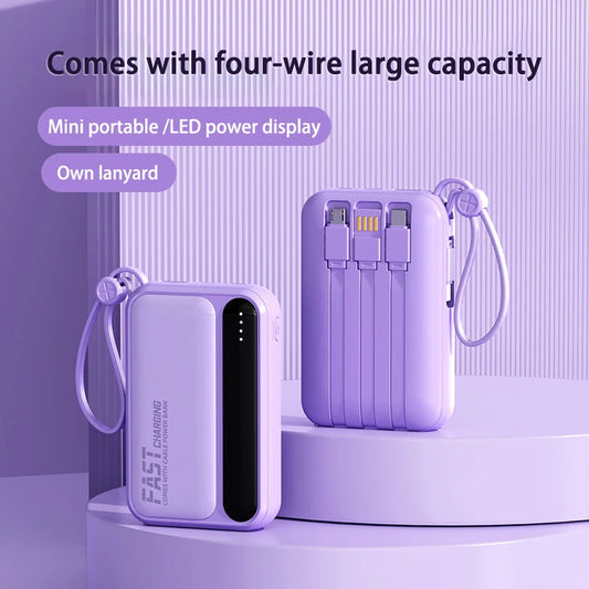 Oneplus Built in Cables Power Bank 4 In1 50000mAh Large Capacity Intelligent Digital Display Light Portable Battery For Samsung