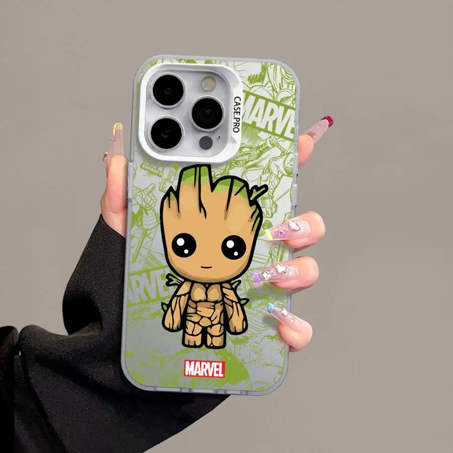 Marvel Cute Spider Man Groot Phone Case for iPhone 16 Pro 15 Pro Max 14 13 12 11 XS 14 Pro Max 16 Plus 14Pro 12Pro Soft Shell