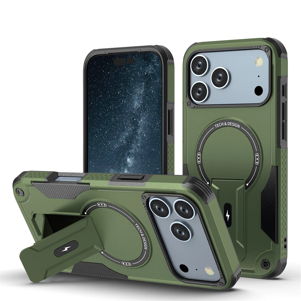 Case For iPhone 17 16 15 14 13 12 Pro Max Plus Magnetic Protective Magsafe Shockproof Heavy Duty Drop Protection Kickstand Cover
