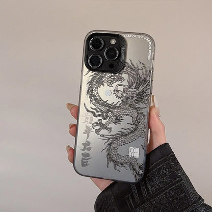Luxury Dragon Embossed Phone Case for iPhone 15 Pro Max Plus 14 13 12 11 Pink Purple Green Black White Shockproof Phone Cover