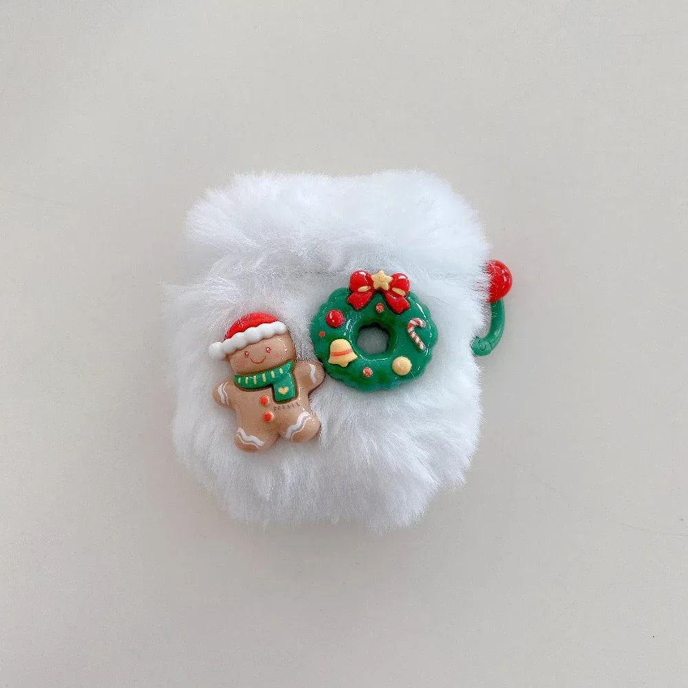 Plush Christmas Bow For Apple Airpods 4 3 Airpods 2 Case For Airpods Pro Pro2 Shell Cover Protective Case Earphone Accessories
