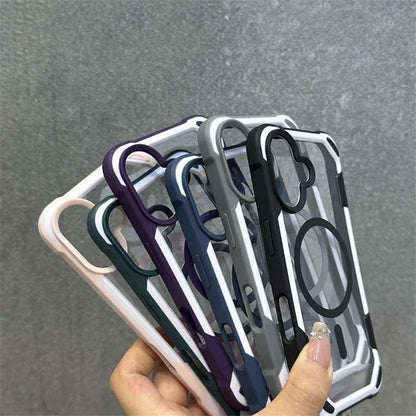 Hit Color Magnetic For Magesafe Wireless Charge Case For iPhone 16 13 14 12 15 Pro Max Transparent Shockproof Bumper Back Cover