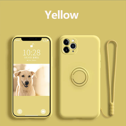 Ring Holder Magnetic Case For Samsung Galaxy S21 S22 Ultra S20 S21 FE S10 Plus Note 20 S9 Plus Soft Liquid Silicone Stand Cover