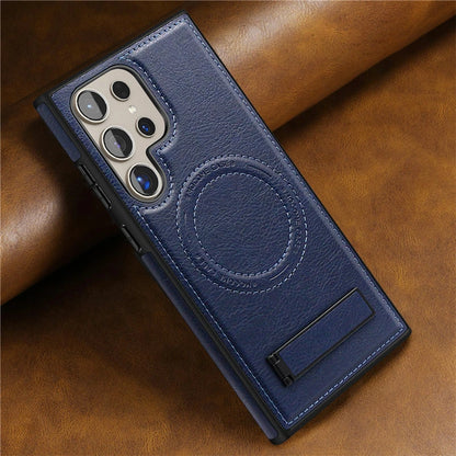 Luxury Leather Magnetic Fold Stand Holder Case For Samsung S25 S24 Ultra S23 Plus S22 Wireless Charging Shockproof Soft Cover