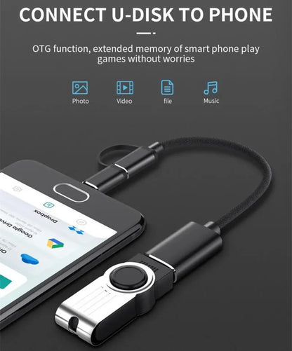 2-in-1 Micro USB USB C to USB3.0 OTG Cable Adapter New Condition Type C Male USB Female Converter MacBook Pro Charging Function