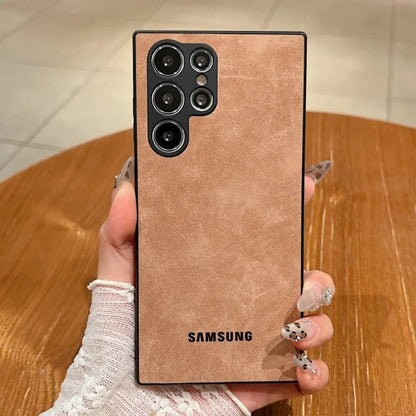 Luxury Sheepskin Leather Phone Case Samsung Galaxy S25Ultra S24 S23 S22 S21Plus Ultra S23FE A55 A35 A25 A15 Lambskin Soft Coque