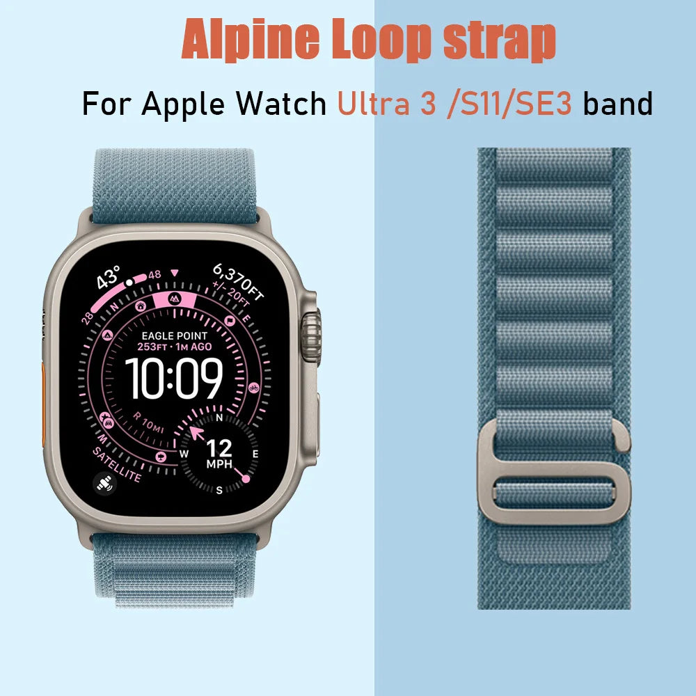 Alpine Loop Strap For Apple Watch Ultra 3 band 49mm Nylon bracelet iwatch series 11 10 42/46mm SE3 40/44mm 7 8 9 45mm 41mm Band