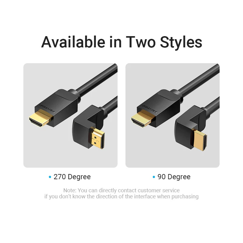 Vention 4K@60Hz 90/270 Degree HDR HDMI 2.0 Cable for TV PS4/3 DVD Nintendo Switch LG Splitter Video 90 Degree HDMI Adapter Cord