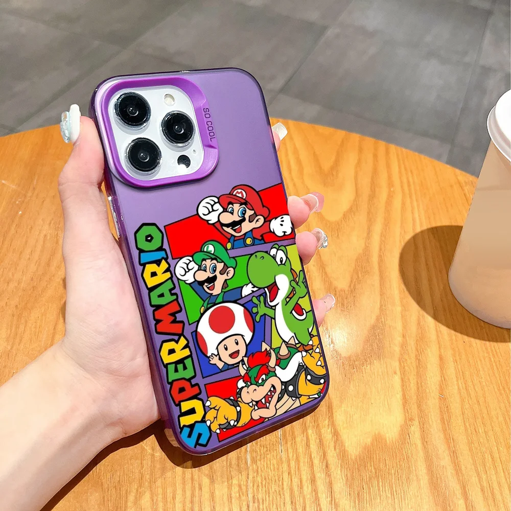 CARTOON T-The S-Super Mario Bros Movie  phone case FUNDA for iPhone 12 13 14 15 16 Max Pro Plus Mini Silver lMDaser Color Cover