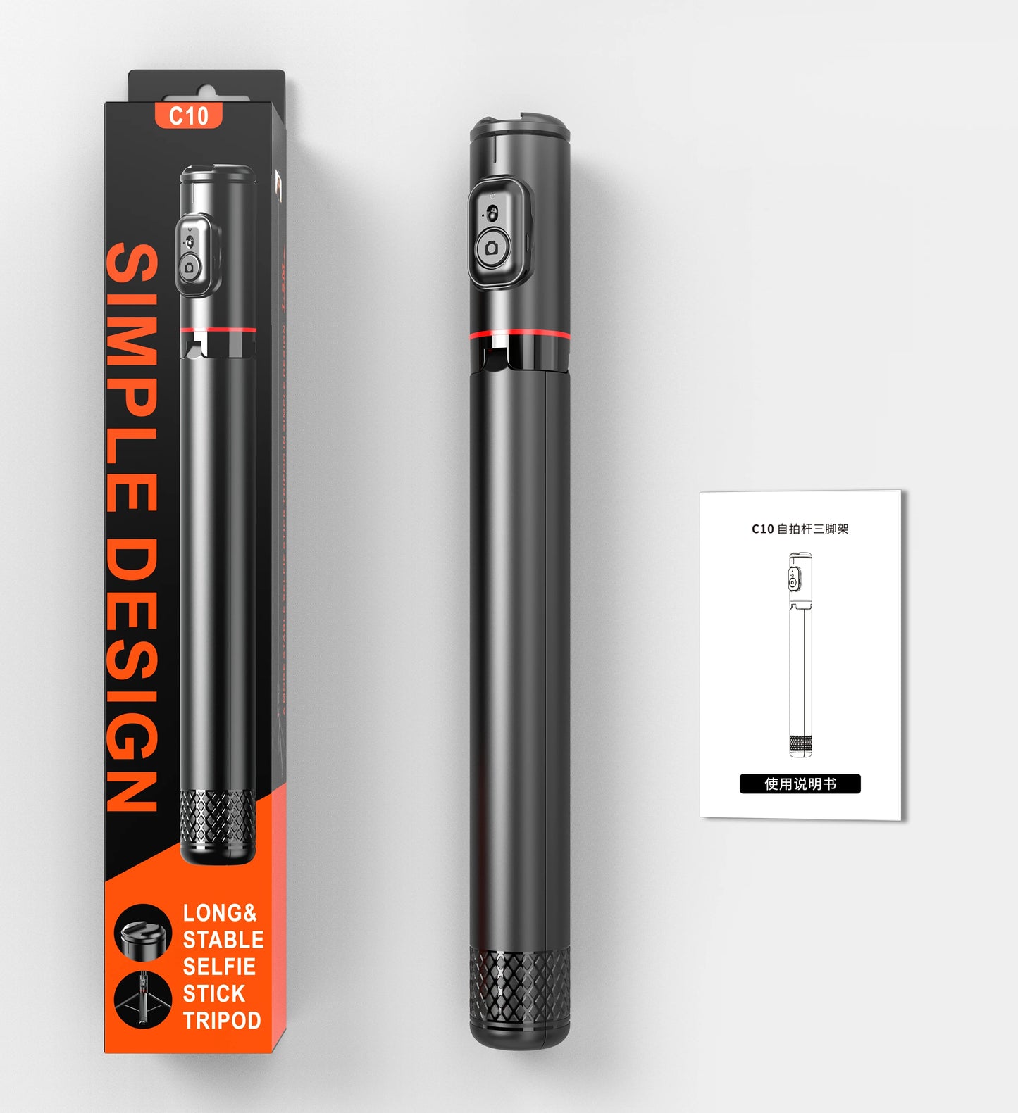 C10 Selfie Stick 72 Inch Aluminum Alloy with Wireless Bluetooth Remote Portable Phone Holder Tripod for iOS Android Cellphone