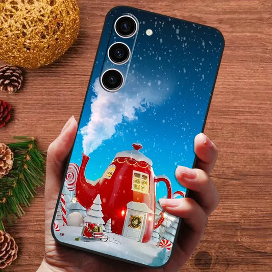 Christmas Painted Cover For Samsung Galaxy S24 S23 S22 Ultra Plus Case Silicone Soft Fundas For Samsung S23 Ultra Phone Cover